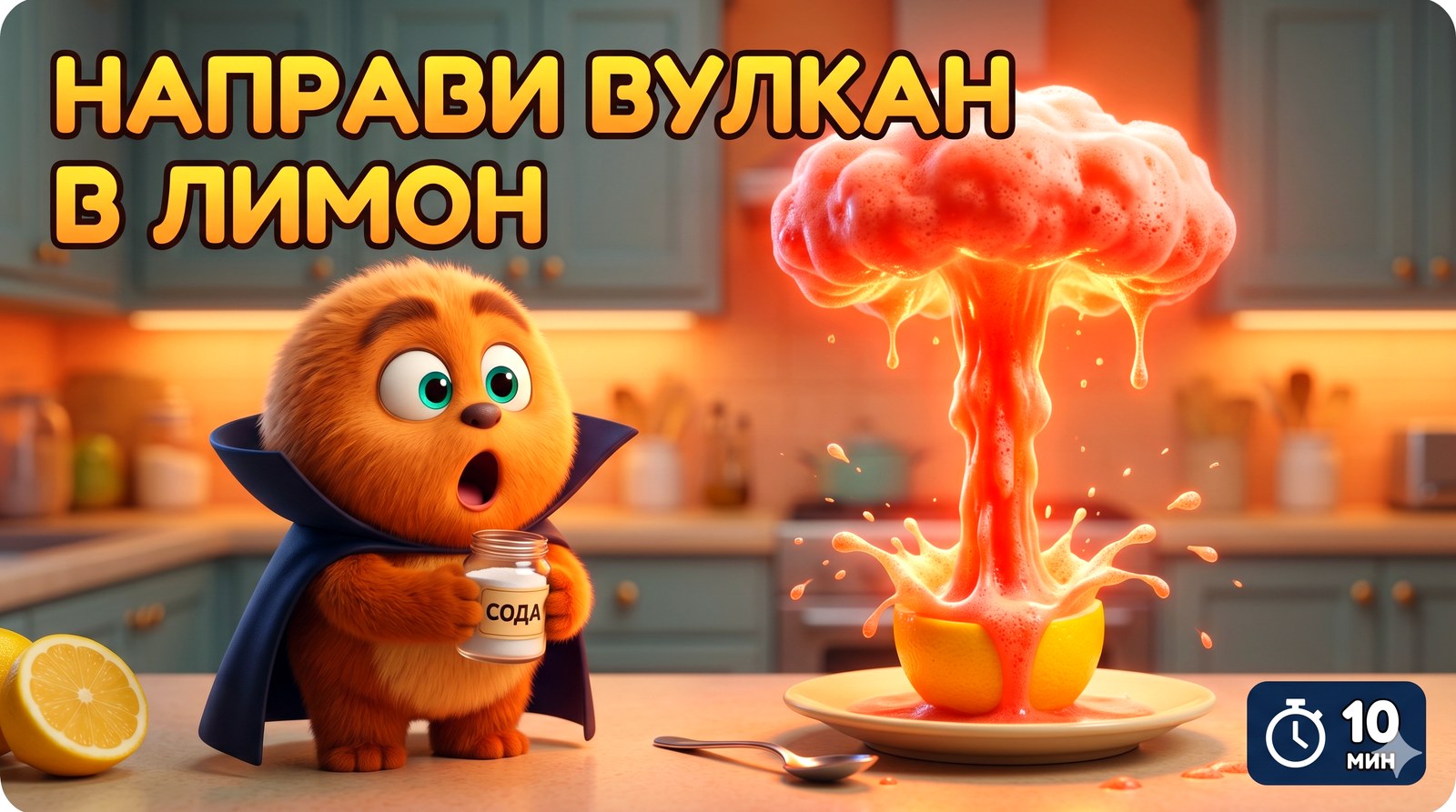 Направи вулкан в лимон